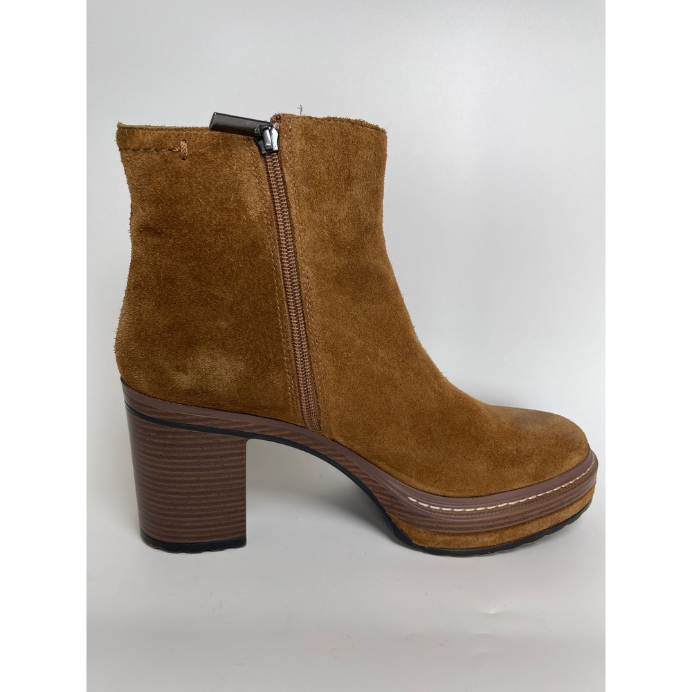 Steve Madden Camel Suede Platform Block Chunky Heel Ankle Boots Size 10 M - Picture 6 of 10